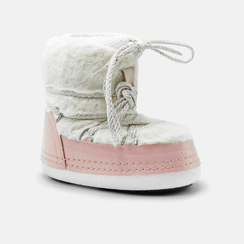 CERI CHUNKY LACE LEATHER SNOW BOOTS IN BABY PINK