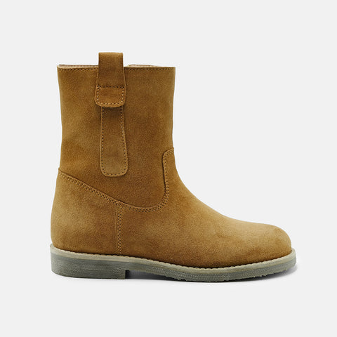 ZAFFY LEATHER ANKLE BOOTS IN TAN SUEDE