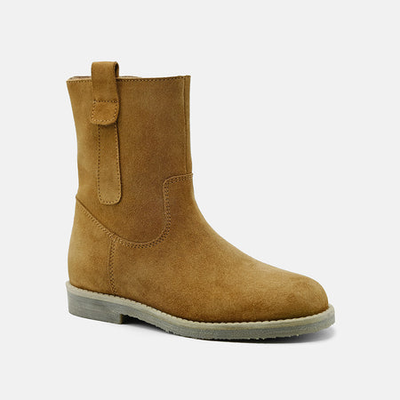 ZAFFY LEATHER ANKLE BOOTS IN TAN SUEDE