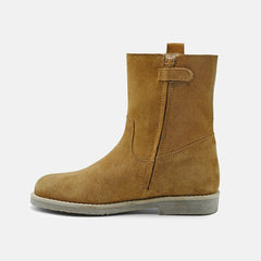 ZAFFY LEATHER ANKLE BOOTS IN TAN SUEDE