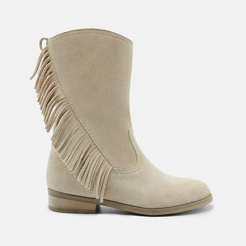 SIDNEY LEATHER CALF BOOTS IN BEIGE SUEDE
