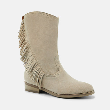 SIDNEY LEATHER CALF BOOTS IN BEIGE SUEDE
