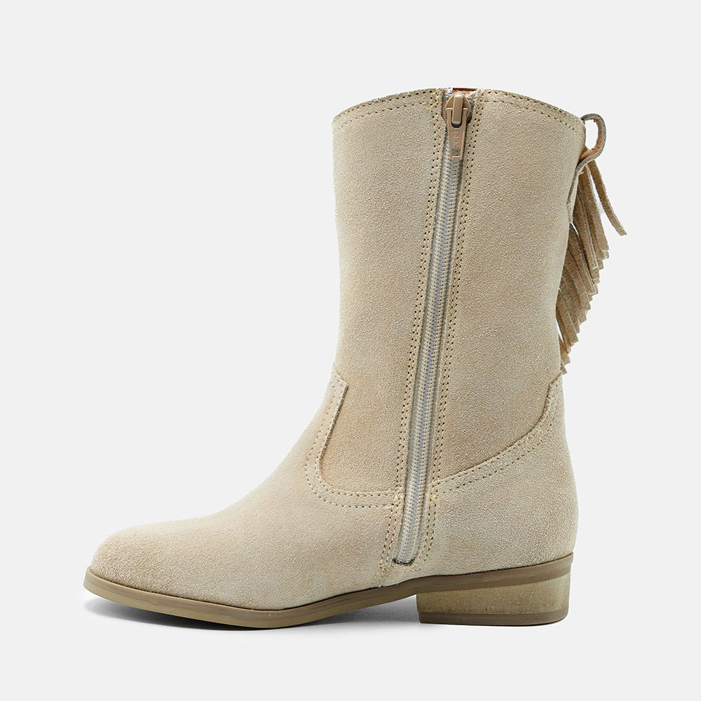 SIDNEY LEATHER CALF BOOTS IN BEIGE SUEDE