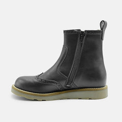 FLORA LEATHER ANKLE CHELSEA BOOTS IN BLACK