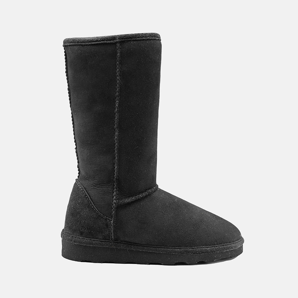 BELLA SOFT WARM-LINED FLUFFY CALF BOOTS IN BLACK SUEDE