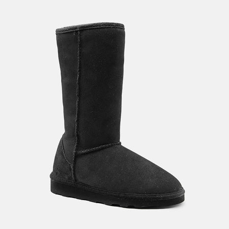 BELLA SOFT WARM-LINED FLUFFY CALF BOOTS IN BLACK SUEDE