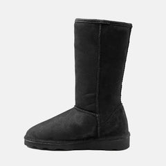 BELLA SOFT WARM-LINED FLUFFY CALF BOOTS IN BLACK SUEDE