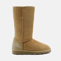 BELLA SOFT WARM-LINED FLUFFY CALF BOOTS IN CHESTNUT SUEDE