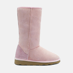 BELLA SOFT WARM-LINED FLUFFY CALF BOOTS IN BABY PINK SUEDE