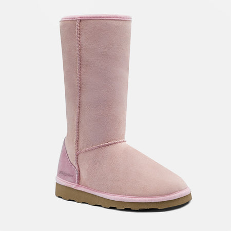 BELLA SOFT WARM-LINED FLUFFY CALF BOOTS IN BABY PINK SUEDE