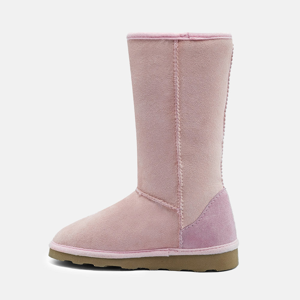 BELLA SOFT WARM-LINED FLUFFY CALF BOOTS IN BABY PINK SUEDE