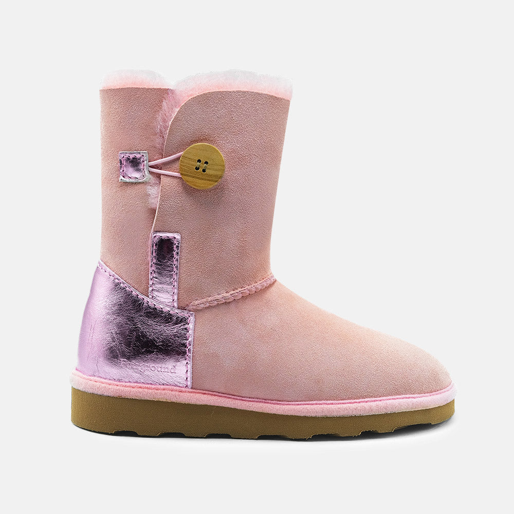 KARINA SOFT WARM-LINED FLUFFY CALF BOOTS IN BABY PINK SUEDE