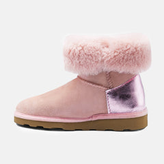 KARINA SOFT WARM-LINED FLUFFY CALF BOOTS IN BABY PINK SUEDE