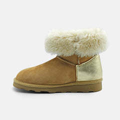 KARINA SOFT WARM-LINED FLUFFY CALF BOOTS IN CHESTNUT SUEDE