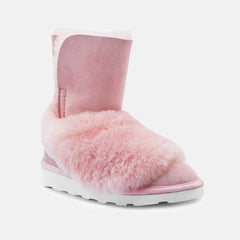 HARRIET SOFT WARM-LINED ANKLE BOOTS IN BABY PINK SUEDE