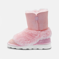 HARRIET SOFT WARM-LINED ANKLE BOOTS IN BABY PINK SUEDE