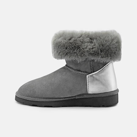 KARINA SOFT WARM-LINED FLUFFY CALF BOOTS IN GREY SUEDE