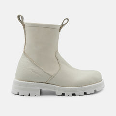 VIVIANA LEATHER ANKLE BOOTS IN CREAM