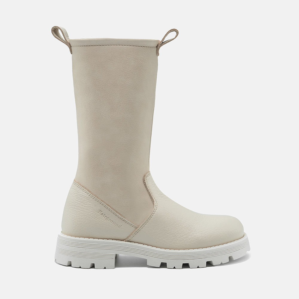 IMOGEN LEATHER CALF BOOTS IN CREAM