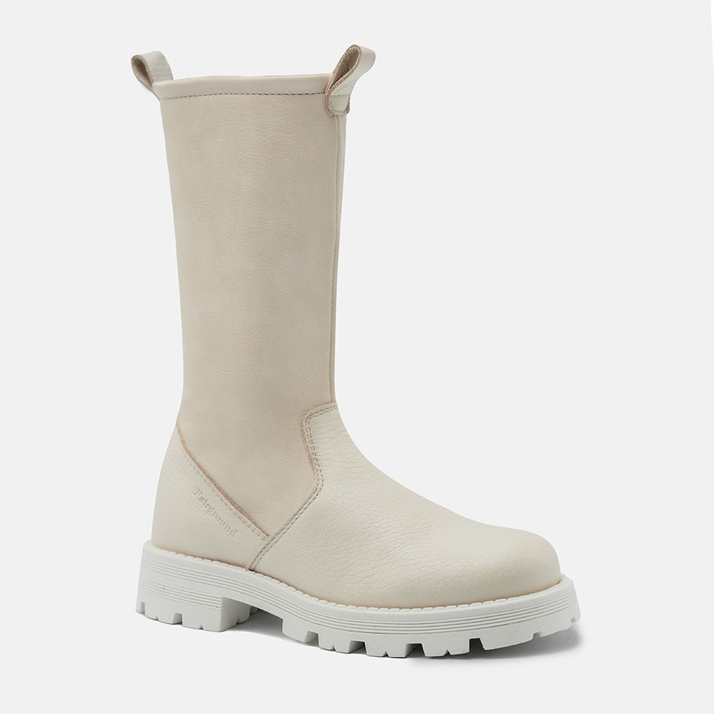 IMOGEN LEATHER CALF BOOTS IN CREAM