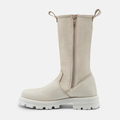 IMOGEN LEATHER CALF BOOTS IN CREAM