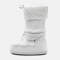 EMINE CHUNKY LACE LEATHER SNOW BOOTS IN WHITE