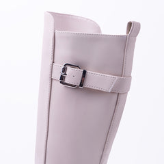 MINNIE CALF HIGH BOOTS WITH SIDE ZIP & REAR BUCKLE IN BEIGE