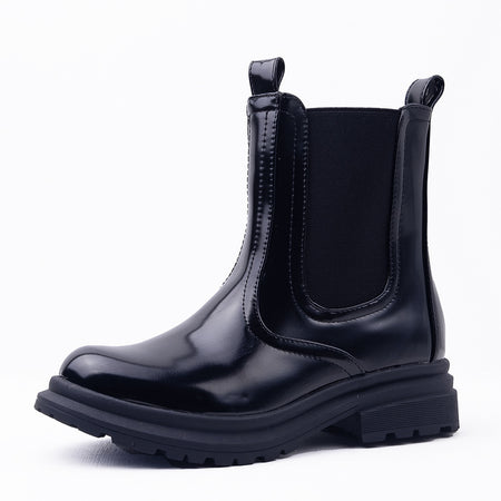 SOPHIE CHUNKY CHELSEA ANKLE BOOTS IN BLACK