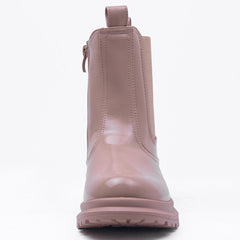 SOPHIE CHUNKY CHELSEA ANKLE BOOTS IN BEIGE