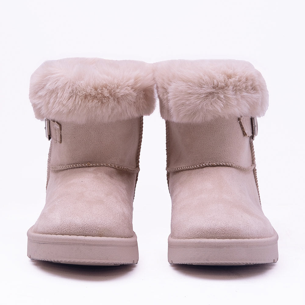 SUSIE FAUX FUR LINED ANKLE BOOTS IN BEIGE SUEDE