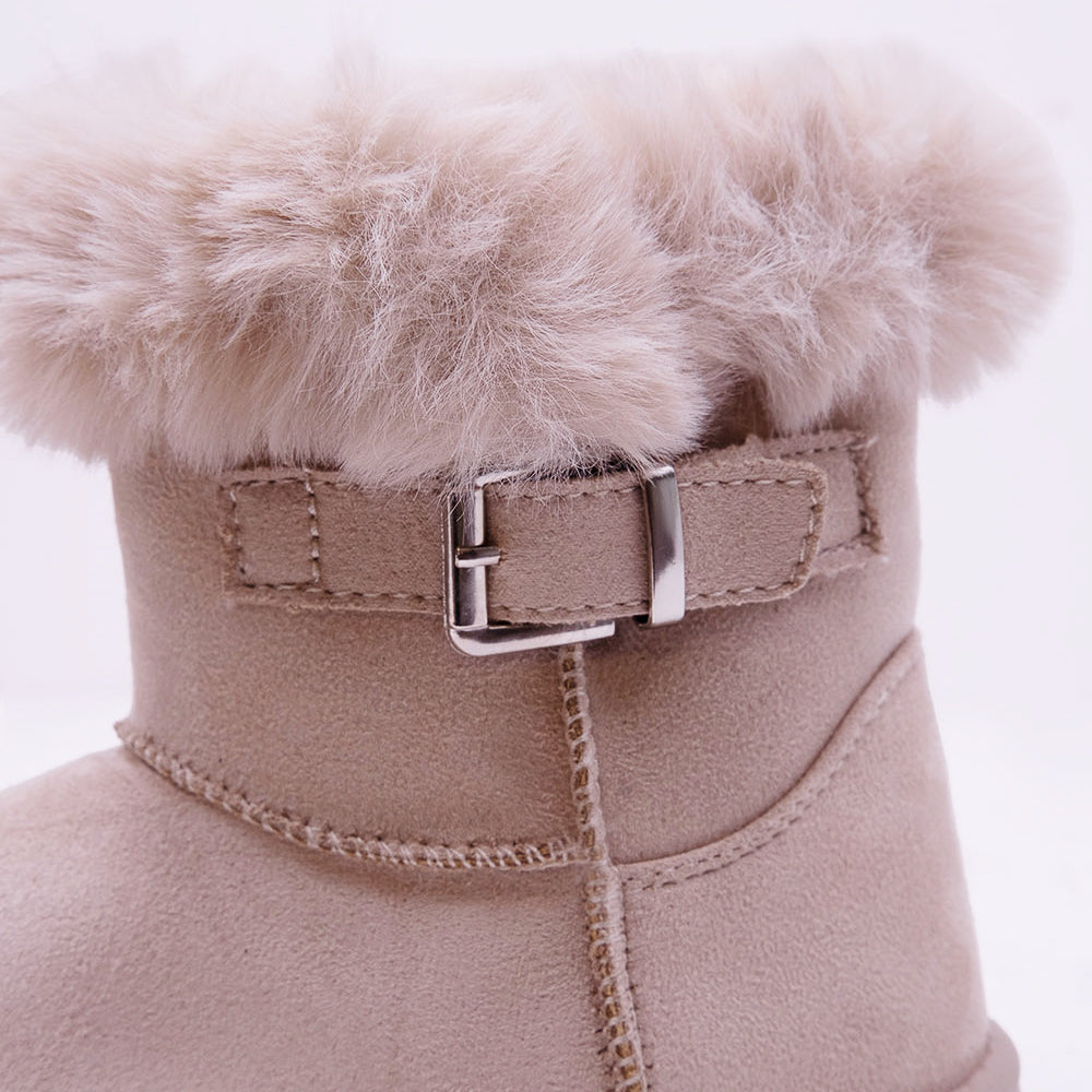 SUSIE FAUX FUR LINED ANKLE BOOTS IN BEIGE SUEDE