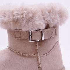 SUSIE FAUX FUR LINED ANKLE BOOTS IN BEIGE SUEDE