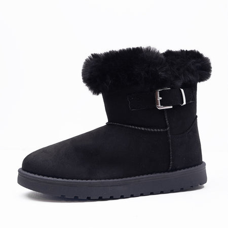 SUSIE FAUX FUR LINED ANKLE BOOTS IN BLACK SUEDE