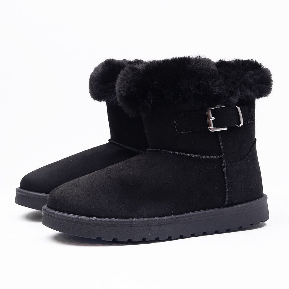 SUSIE FAUX FUR LINED ANKLE BOOTS IN BLACK SUEDE