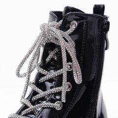 ROSIE CHUNKY LACE UP ANKLE BOOTS IN BLACK