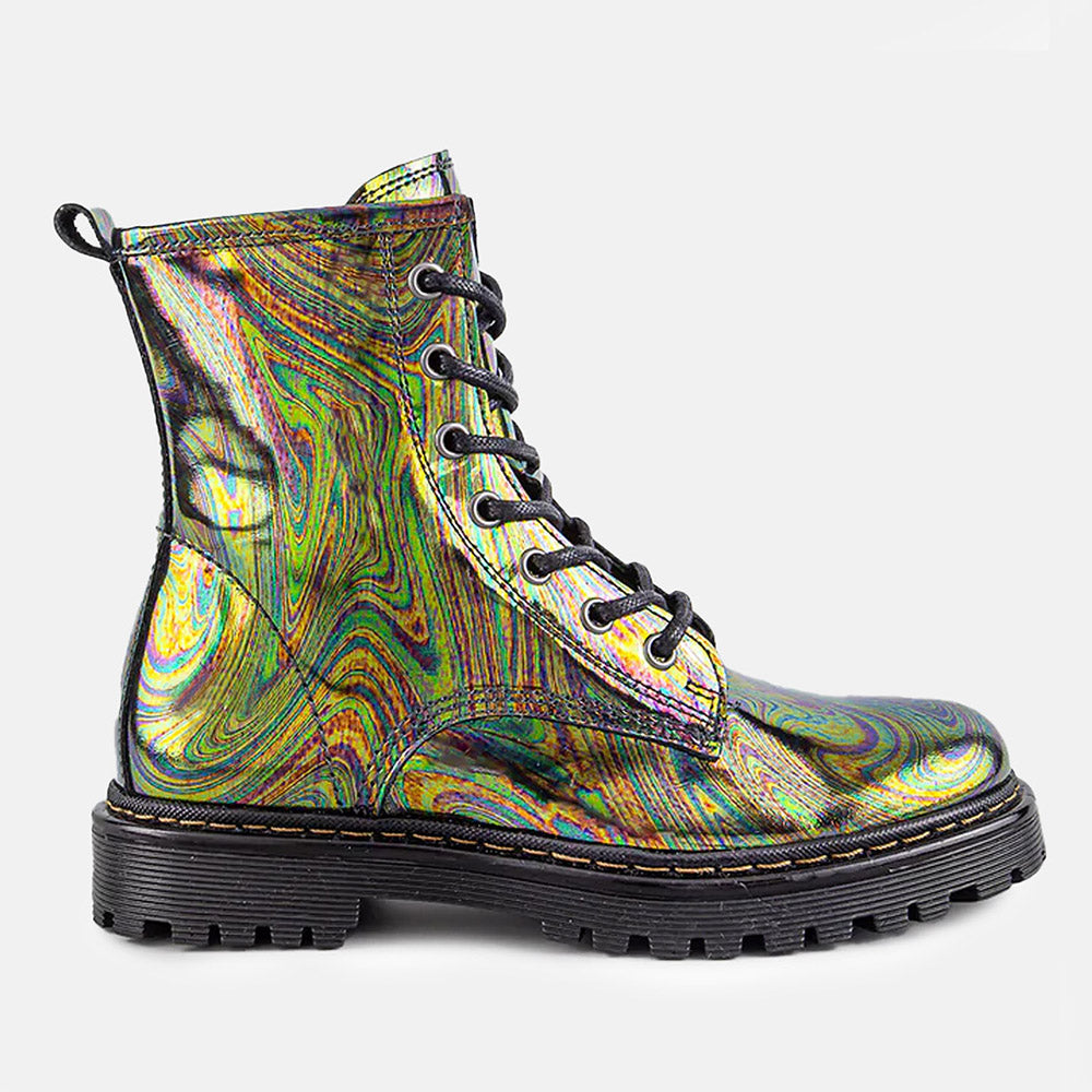 ROWENA LACE UP LEATHER ANKLE BOOTS IN MULTI COLOUR